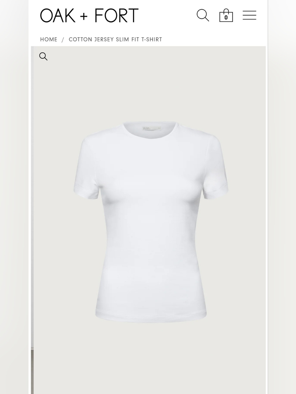 OAK + FORT White Slim Crew Neck Short Sleeve Tee